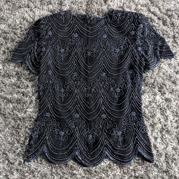 ❌ Black vintage beaded silk top - Picture 4 of 5
